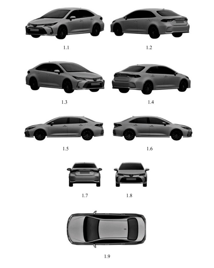 Hình ảnh trong hồ sơ đăng ký bản quyền kiểu dáng của Toyota Vios 2021.